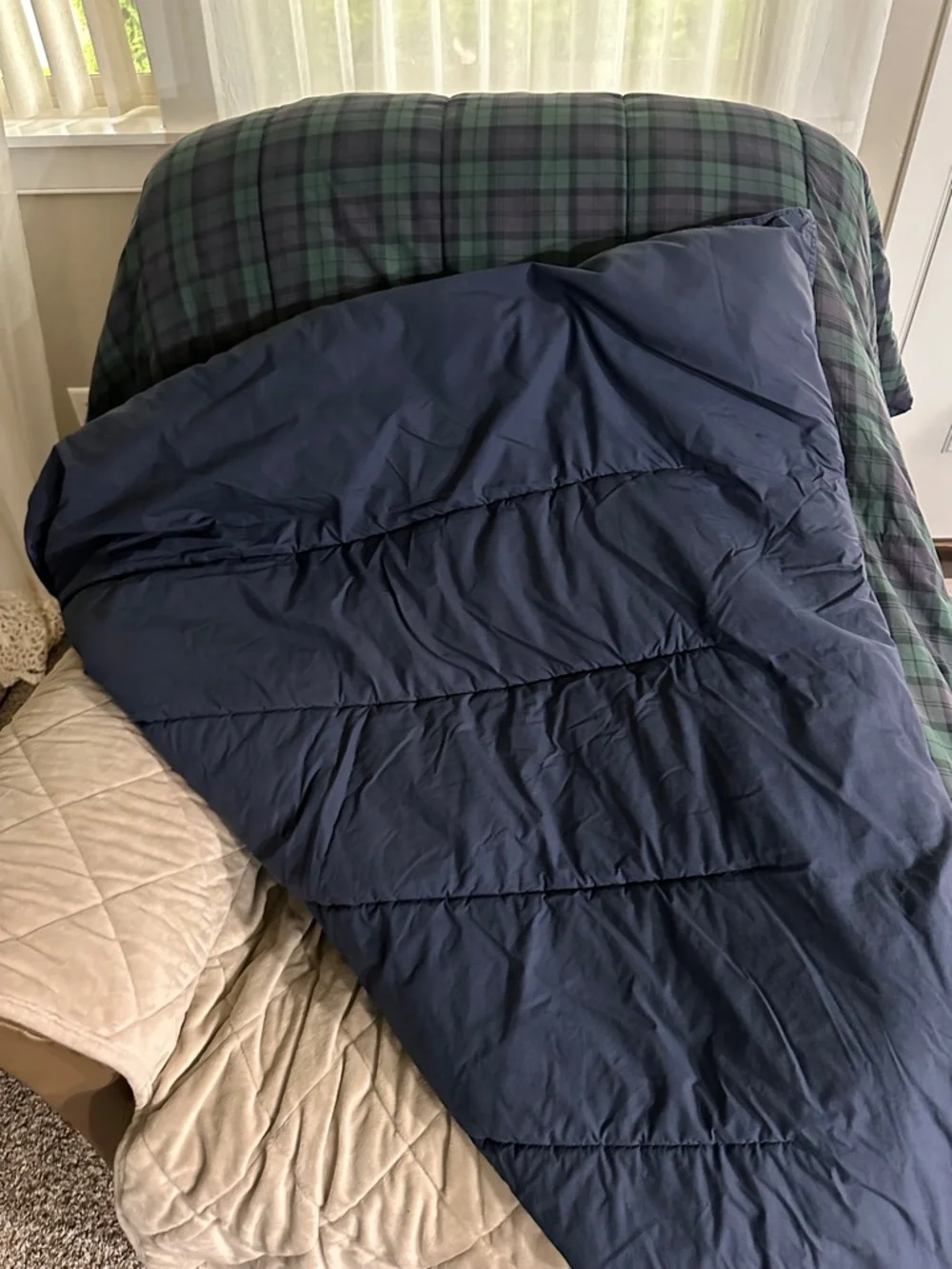 VTG Ralph Lauren Twin Green Blue Tartan Plaid Comforter Y2K Cotton READ